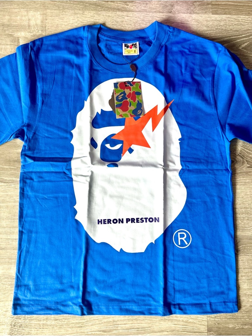 🙊 BAPE (A Bathing Ape) Blue Heron Preston T-Shirt • Size Medium or Large • BNWT!